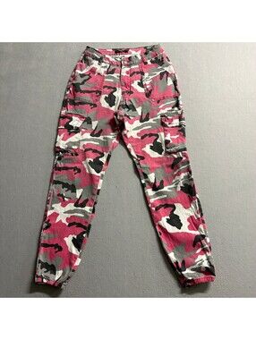 American Bazi Pink Camo Cargo Pants Womens Large High Rise Jogger Utility